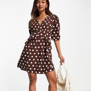 Brown polka dot dress